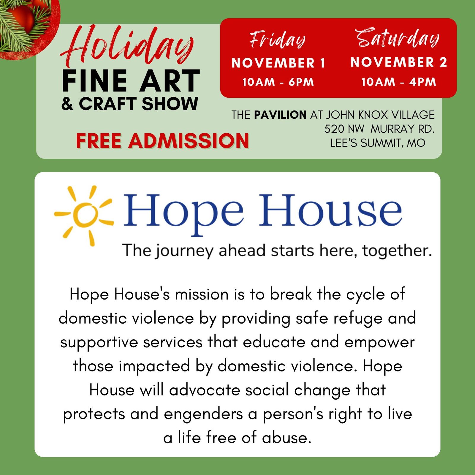 Holiday Fine Art & Craft Show Hope House Kansas City